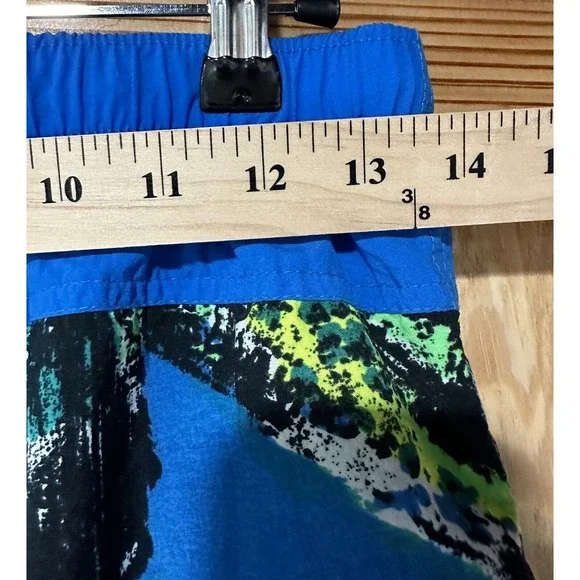 Vintage 90s OP Ocean Pacific Blue Neon Graphic Swim Trunk Shorts NOS Size Medium